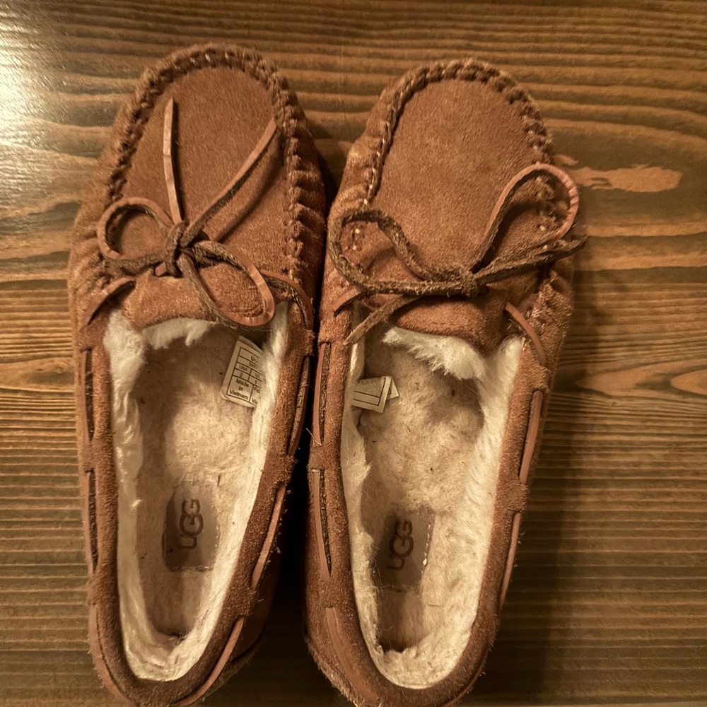 UGG Kids Tan Suede Slippers